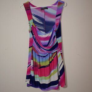 The Pyramid Collection Fantazia Multi Colors Sleeveless Mini Dress Size L Red